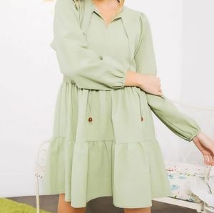 Long Sleeve Tiered Dress (Plus)